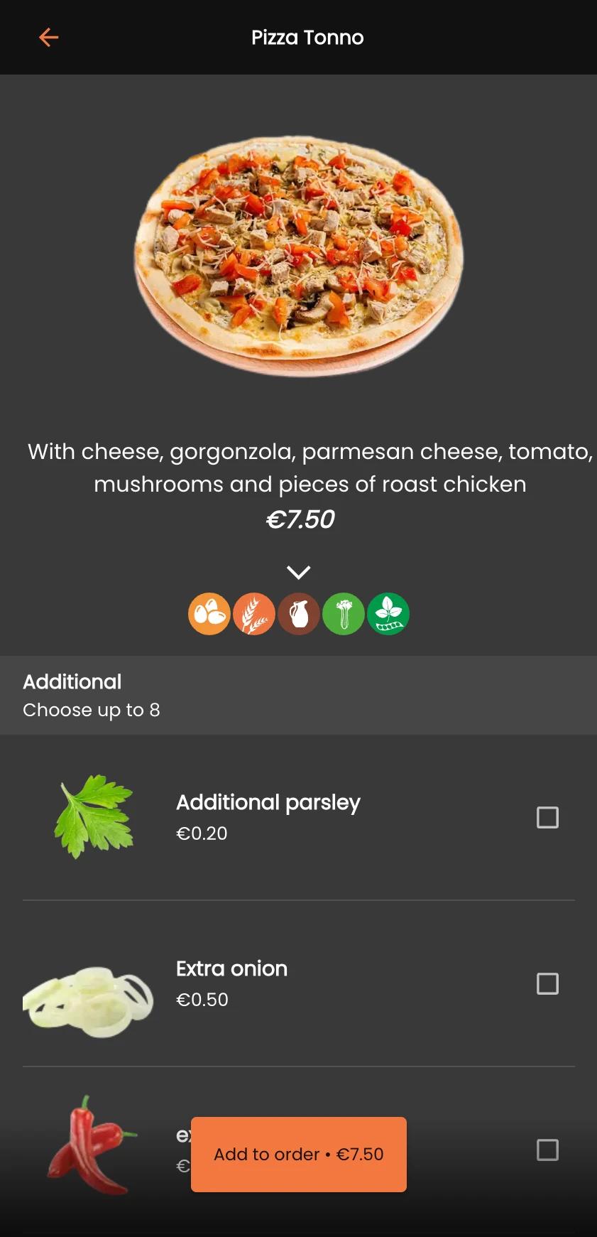 Jamezz QR ordering allergen information - Clear allergen display in digital QR menu for safe choices