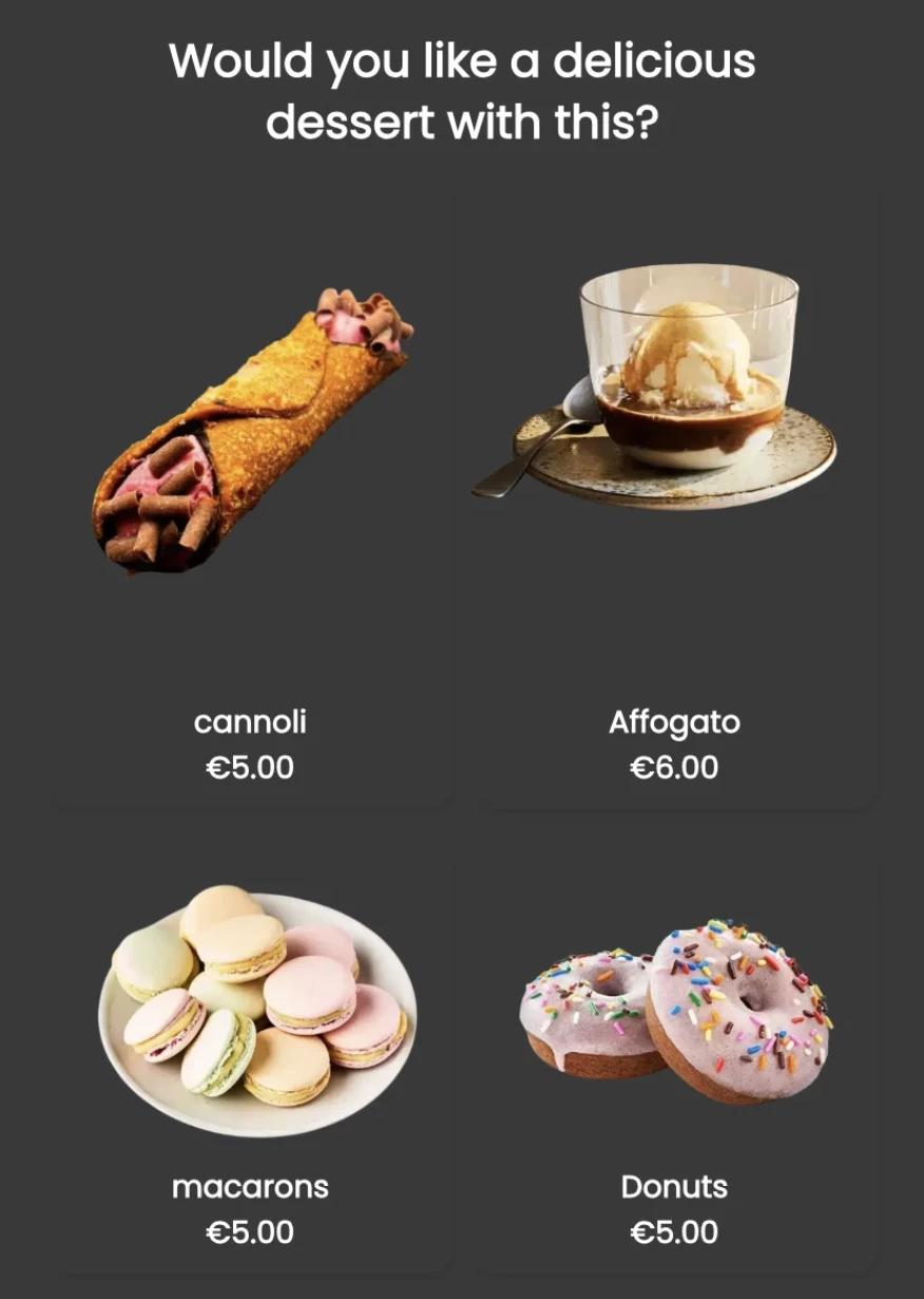 Jamezz QR ordering smart upselling - Automatic product suggestions during QR code ordering on smartphone